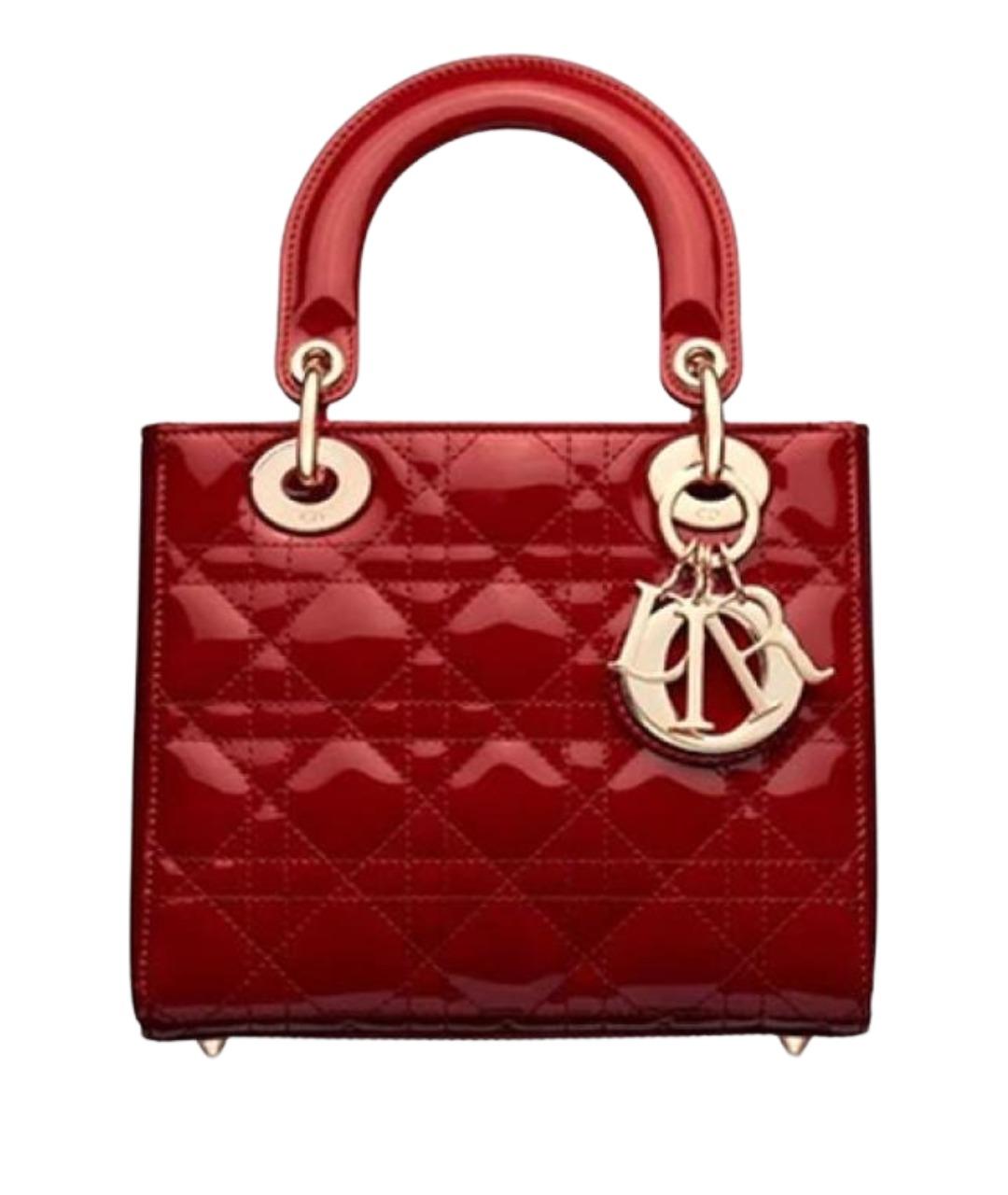 CHRISTIAN DIOR Красная сумка через плечо из лакированной кожи, фото 1