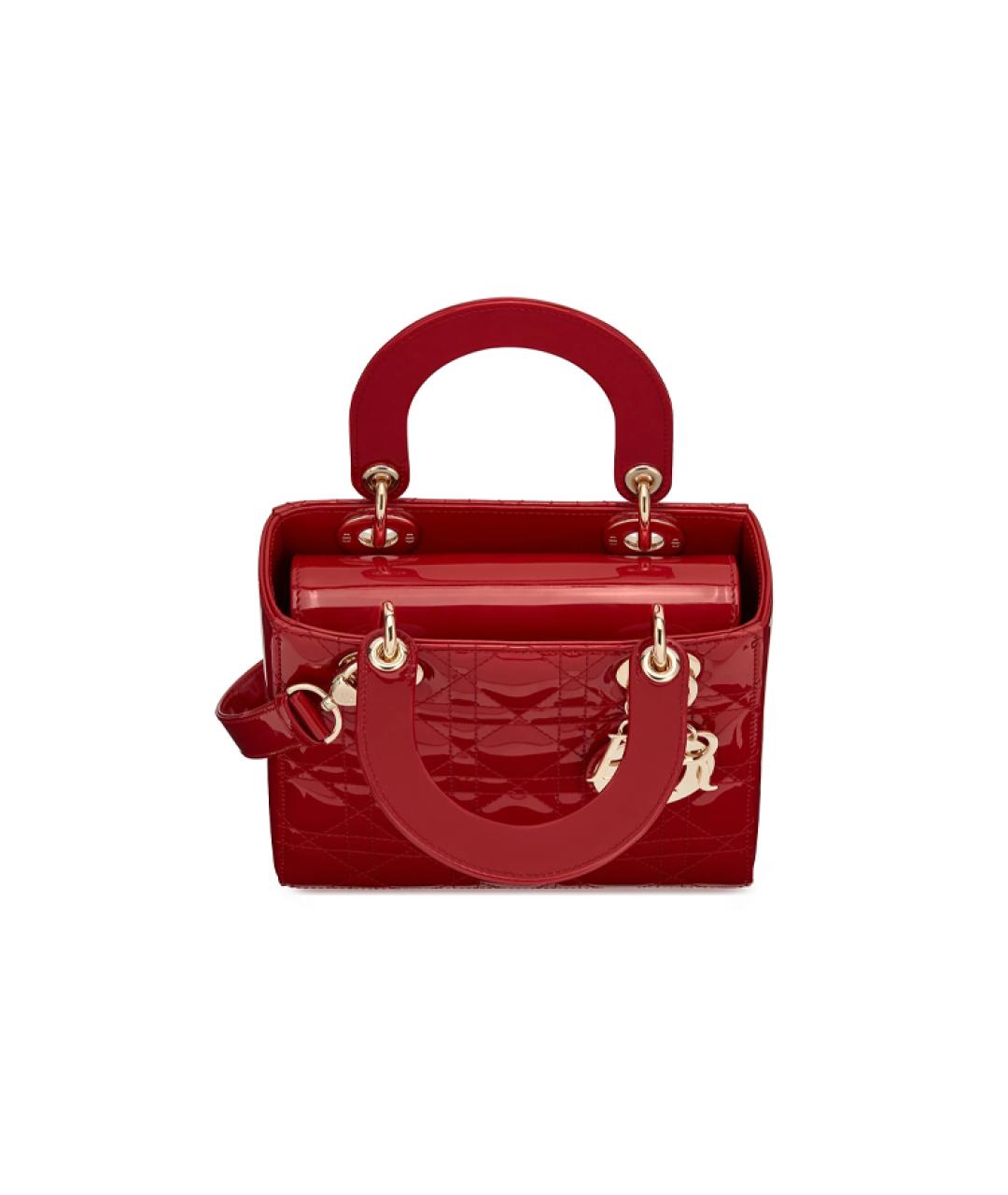 CHRISTIAN DIOR Красная сумка через плечо из лакированной кожи, фото 3