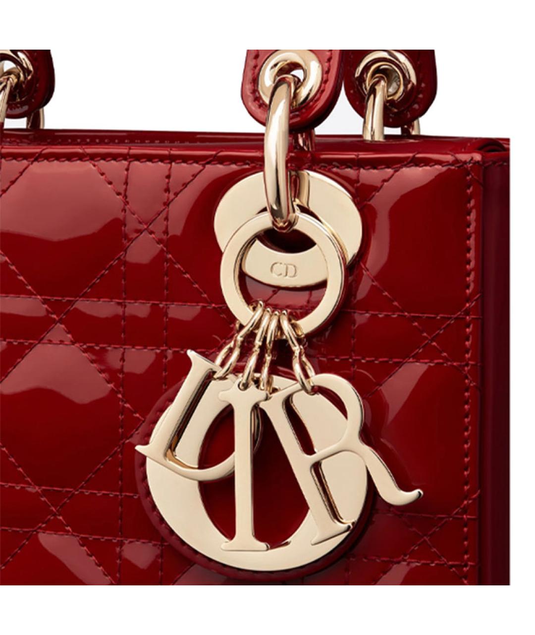 CHRISTIAN DIOR Красная сумка через плечо из лакированной кожи, фото 4