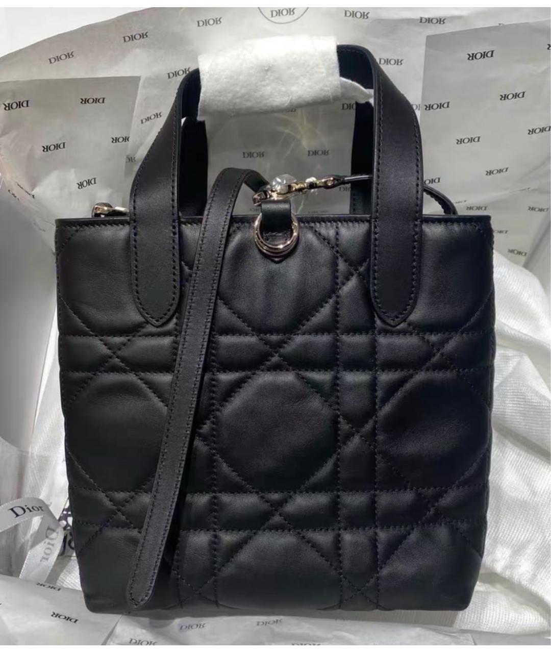CHRISTIAN DIOR Черная кожаная сумка с короткими ручками, фото 2