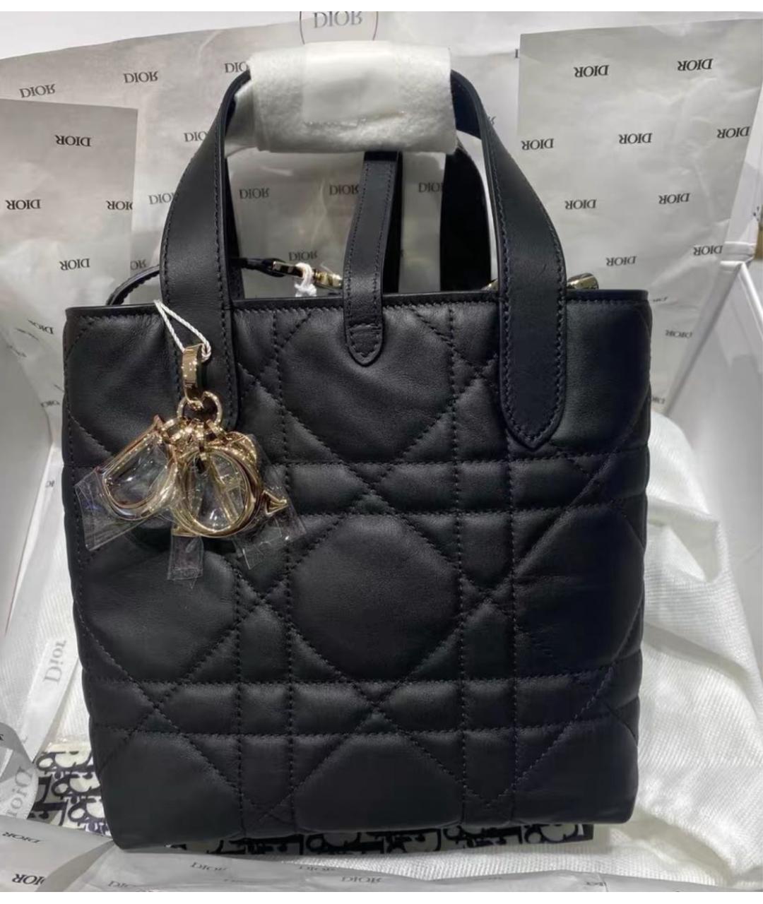 CHRISTIAN DIOR Черная кожаная сумка с короткими ручками, фото 6