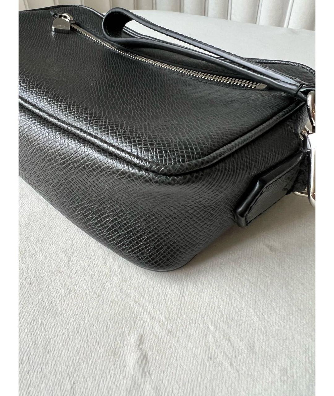 LOUIS VUITTON Антрацитовая кожаная барсетка, фото 8