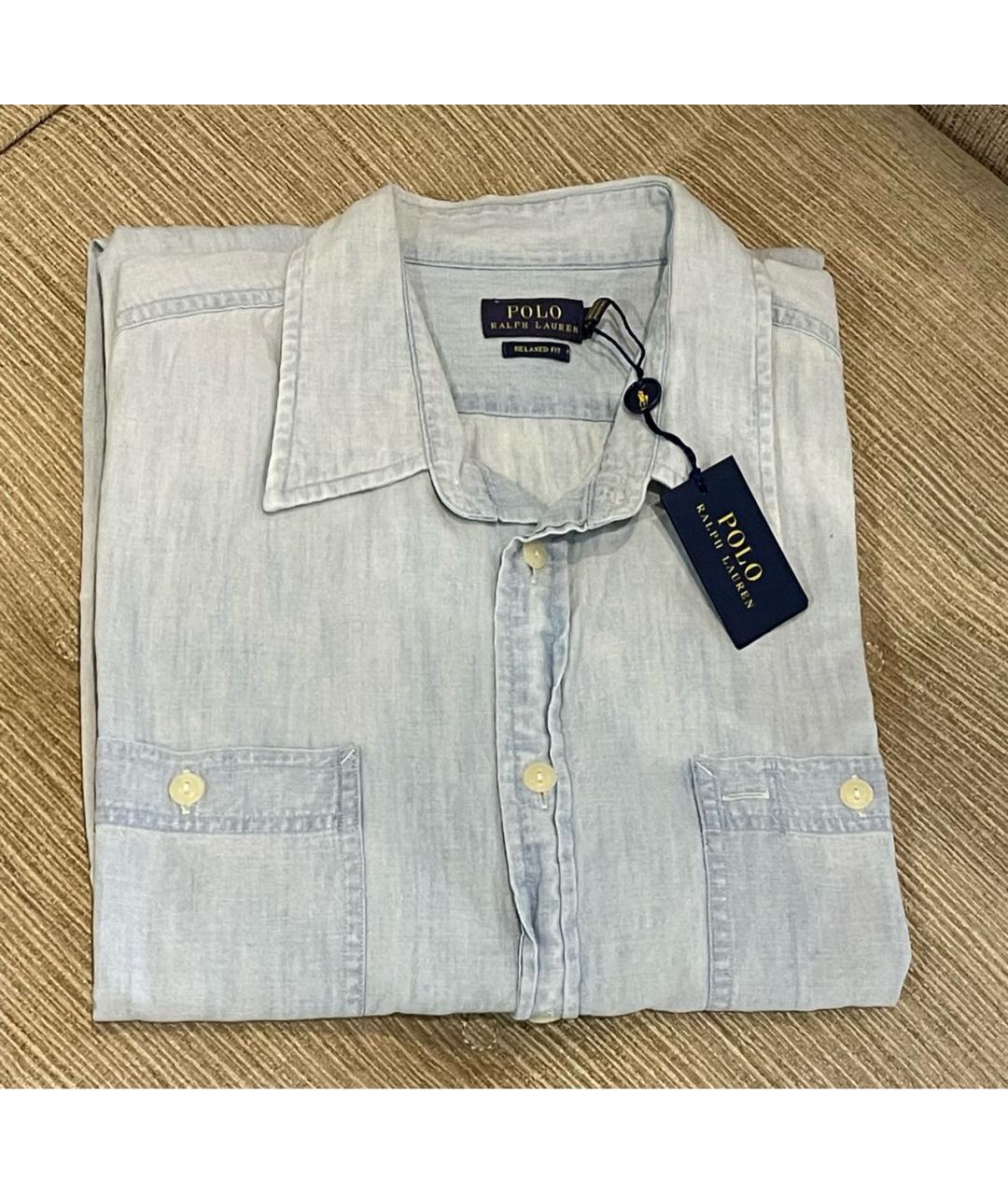 POLO RALPH LAUREN Голубая хлопковая рубашка, фото 5