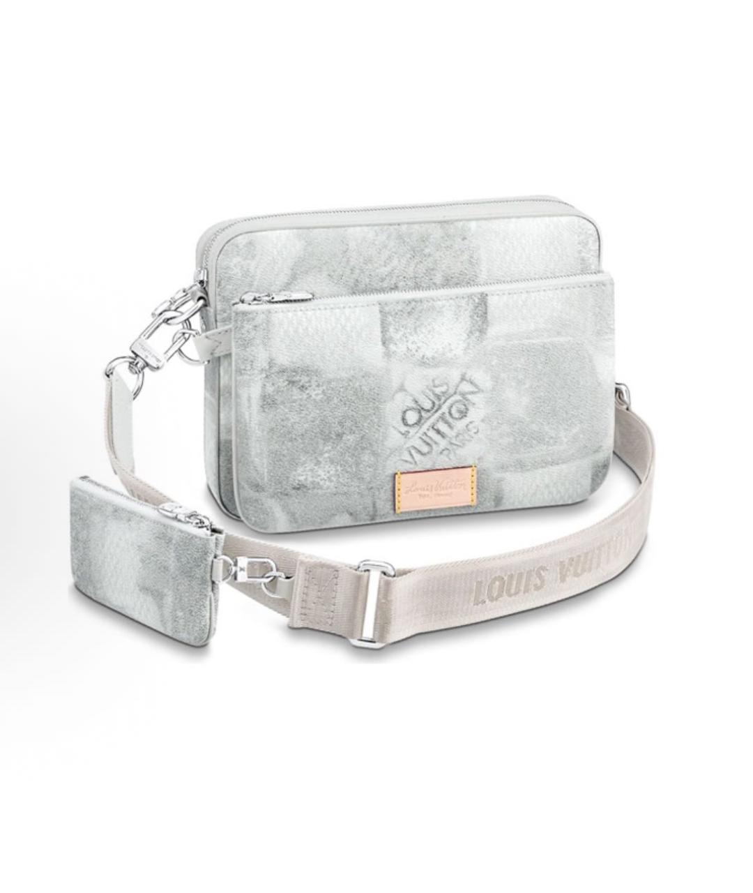 LOUIS VUITTON Серая кожаная сумка на плечо, фото 7