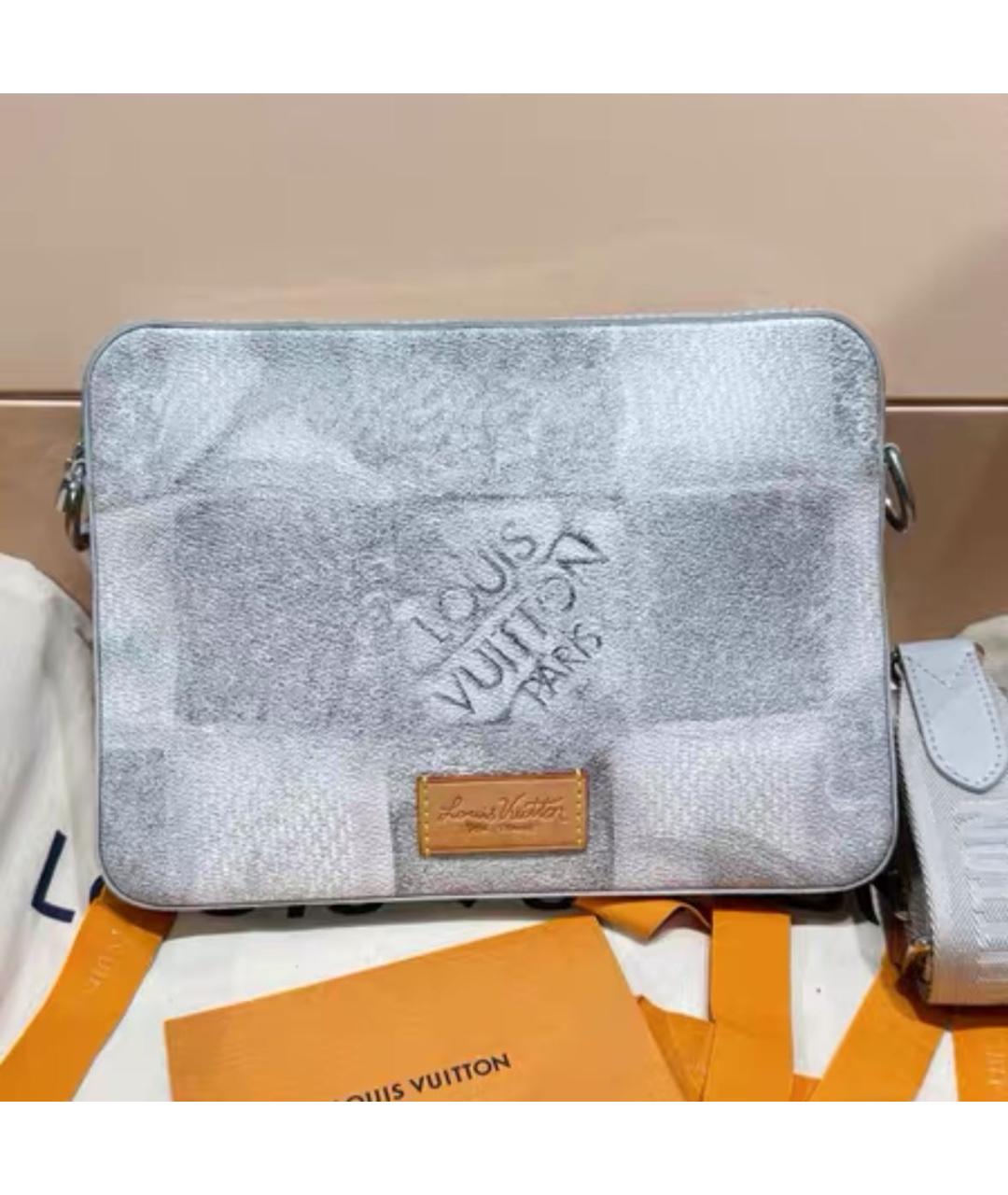 LOUIS VUITTON Серая кожаная сумка на плечо, фото 4