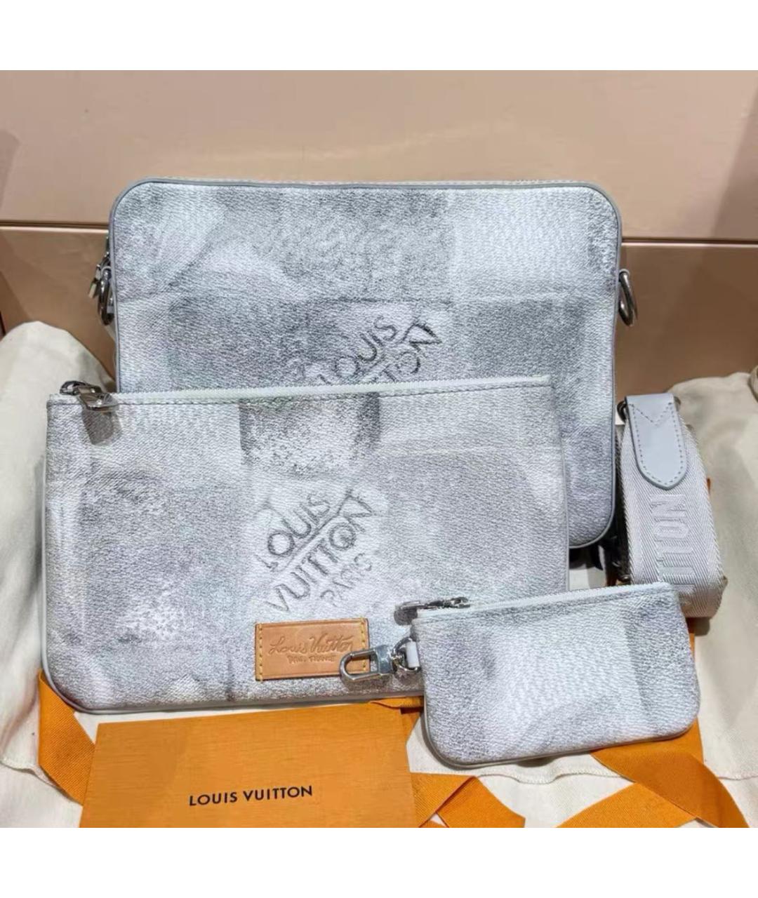 LOUIS VUITTON Серая кожаная сумка на плечо, фото 2