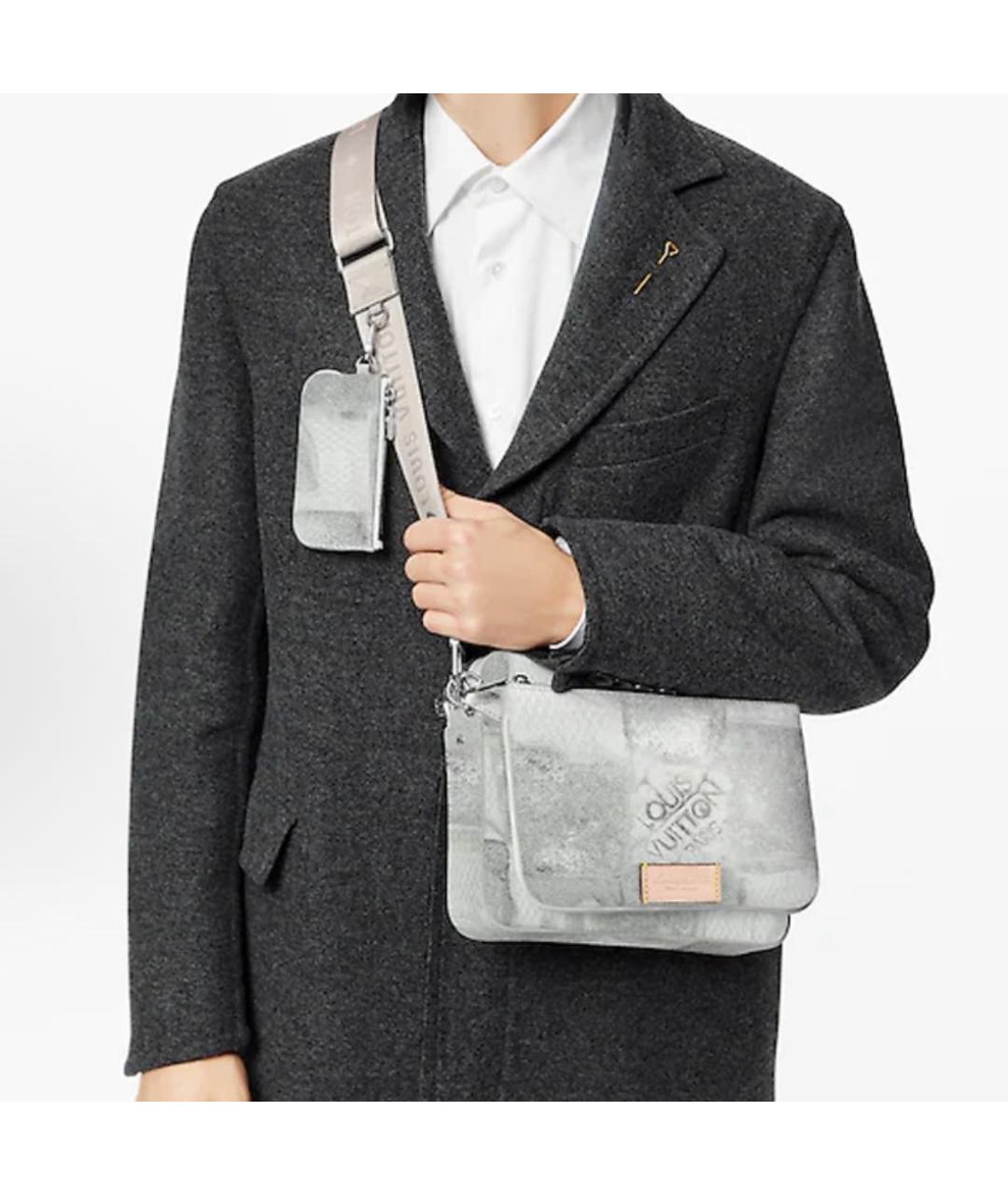 LOUIS VUITTON Серая кожаная сумка на плечо, фото 6