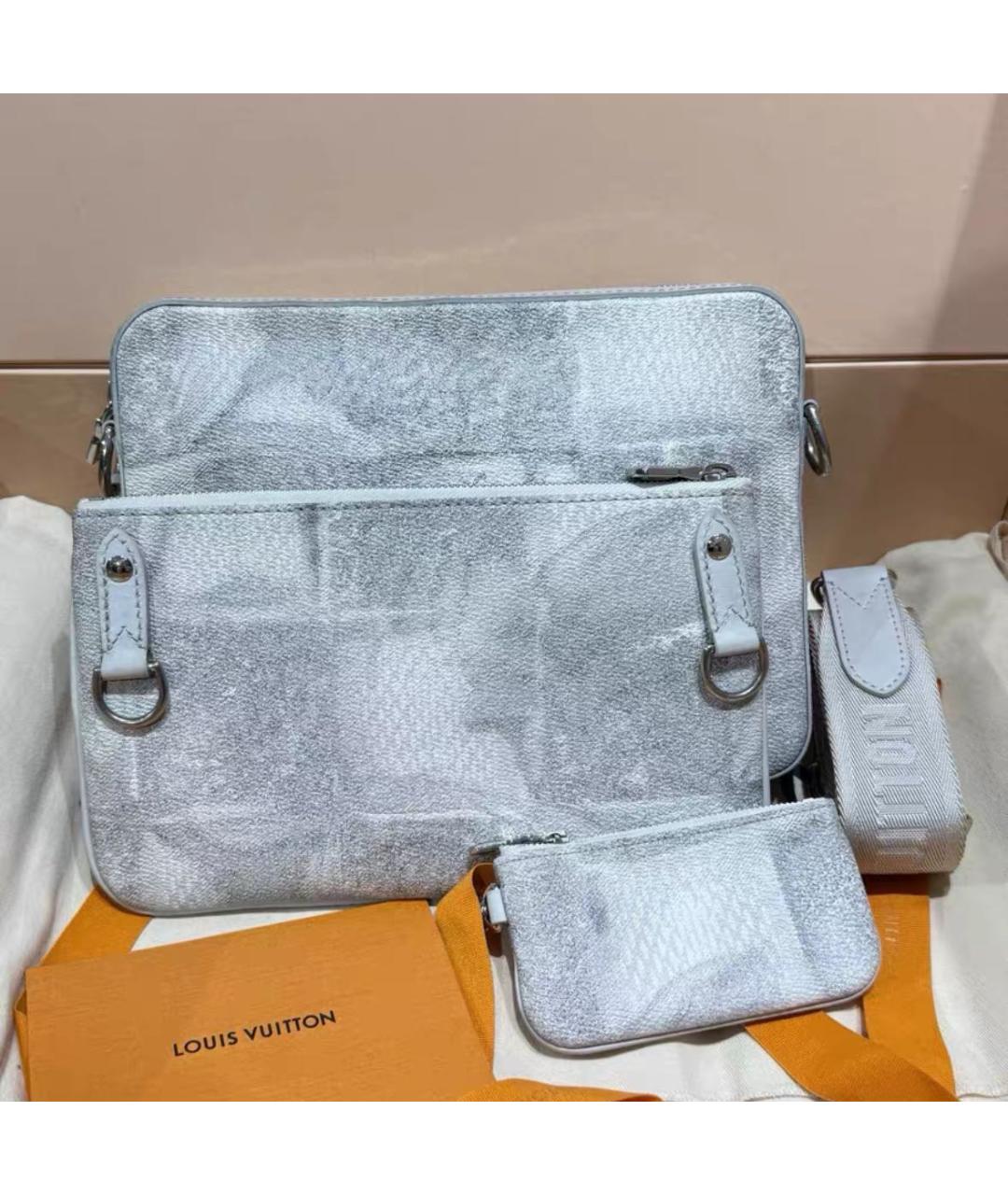 LOUIS VUITTON Серая кожаная сумка на плечо, фото 3