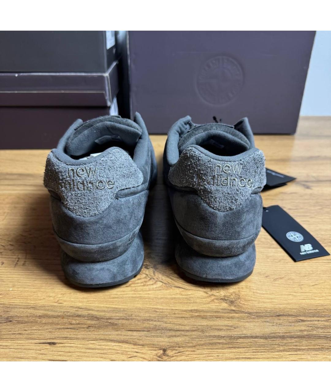 STONE ISLAND Антрацитовые замшевые низкие кроссовки / кеды, фото 4