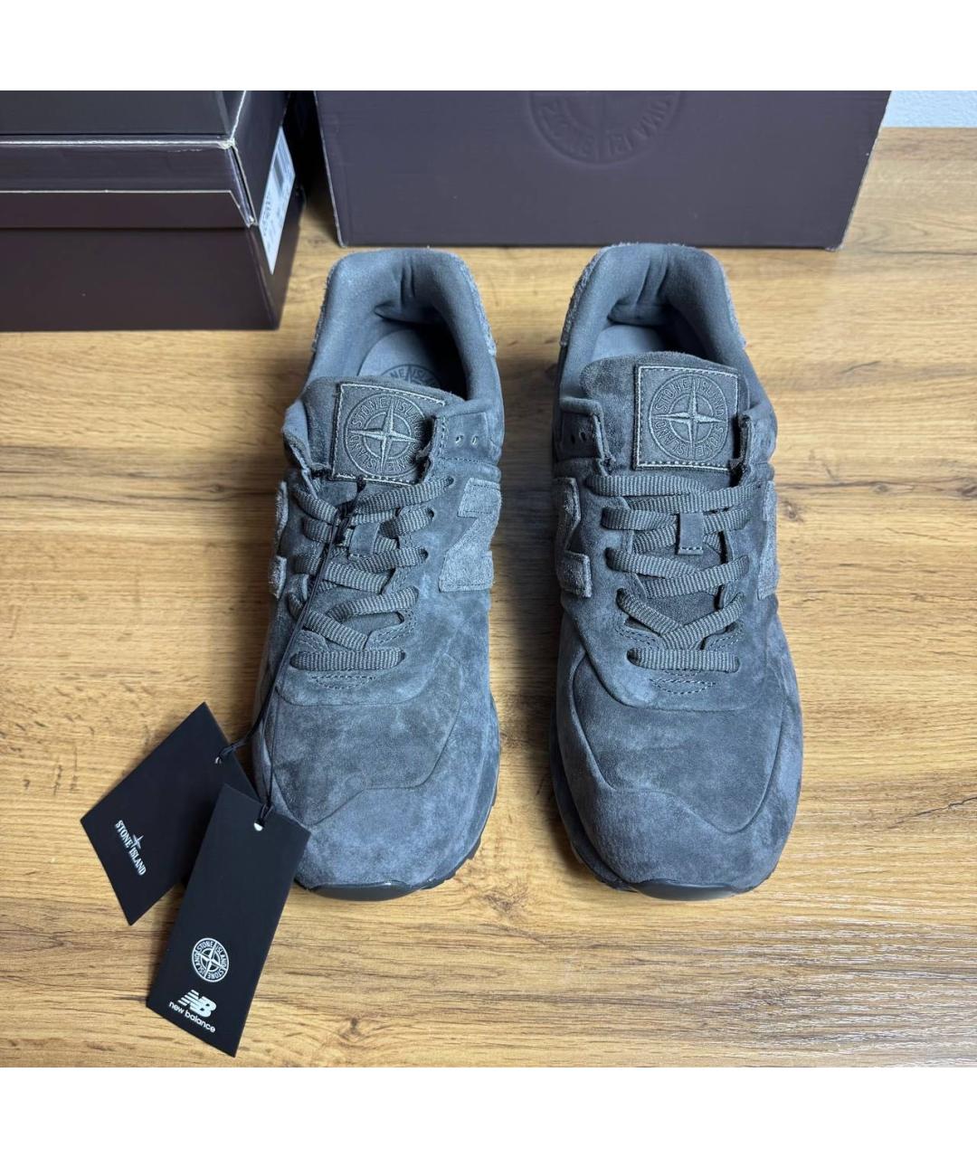 STONE ISLAND Антрацитовые замшевые низкие кроссовки / кеды, фото 3