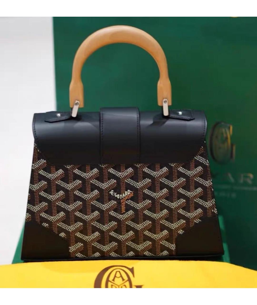 GOYARD Черная кожаная сумка с короткими ручками, фото 6