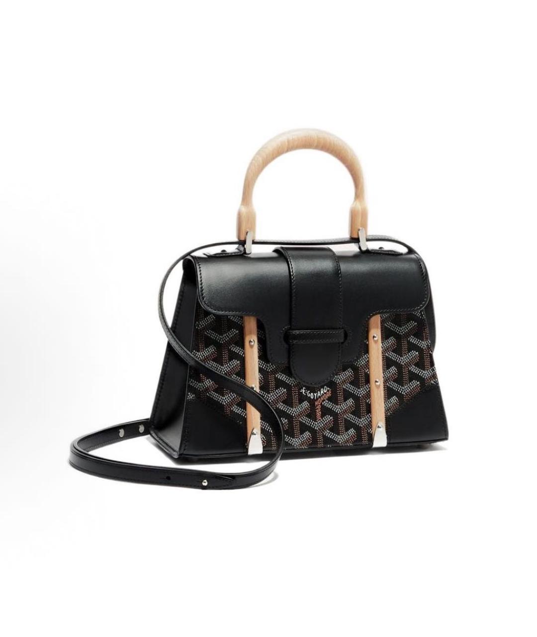 GOYARD Черная кожаная сумка с короткими ручками, фото 8
