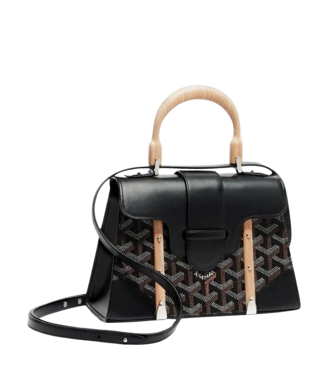 GOYARD Черная кожаная сумка с короткими ручками, фото 1