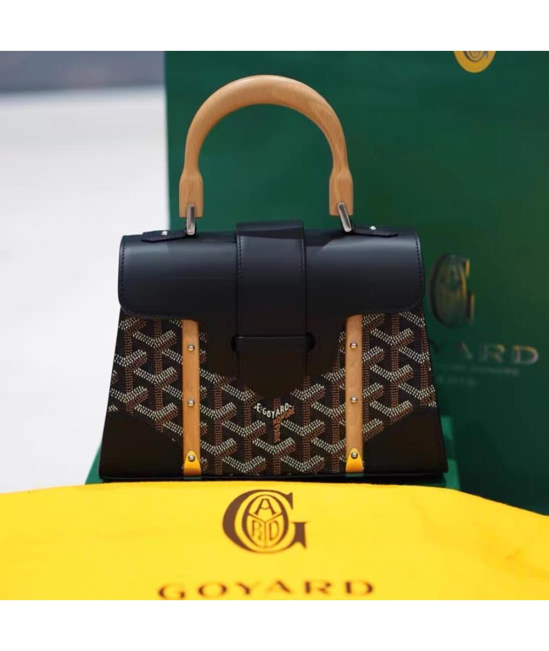 GOYARD Черная кожаная сумка с короткими ручками, фото 5