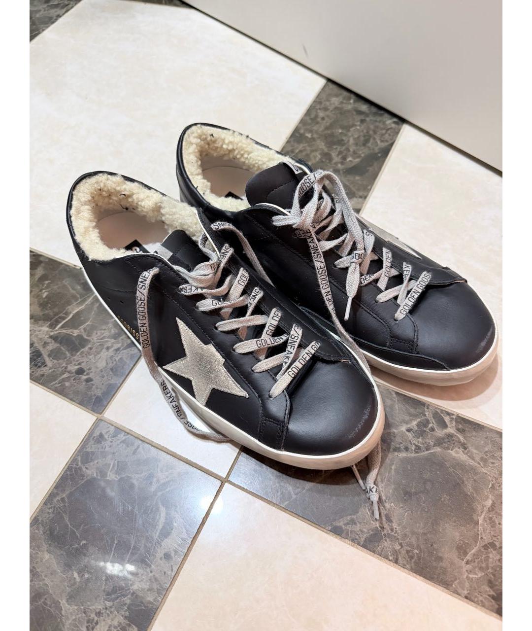 GOLDEN GOOSE DELUXE BRAND Черные кожаные кеды, фото 3