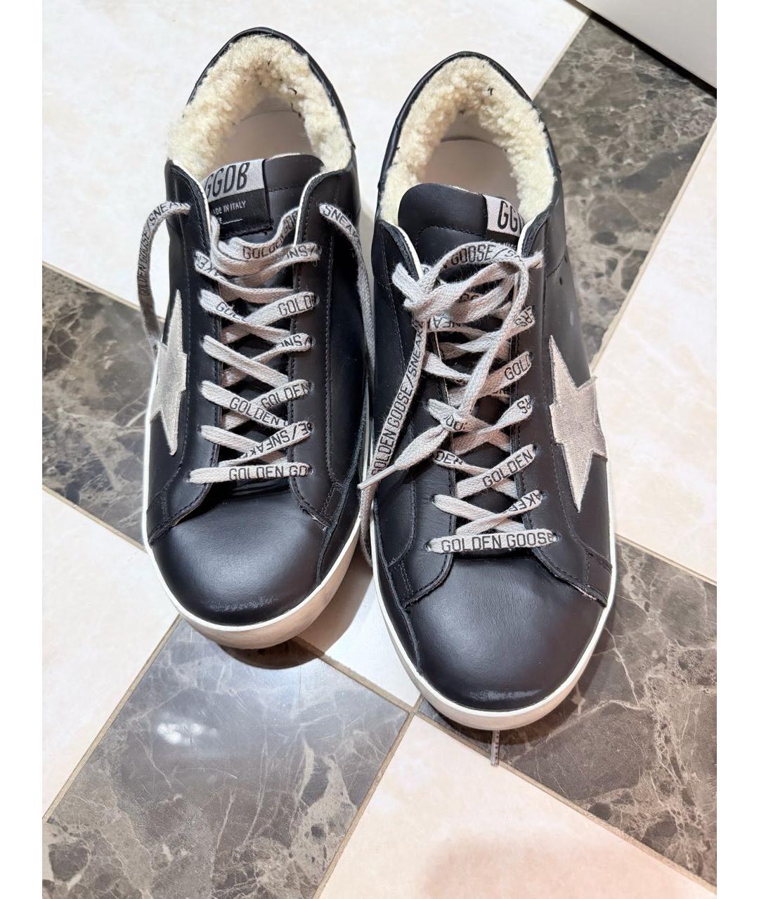 GOLDEN GOOSE DELUXE BRAND Черные кожаные кеды, фото 2