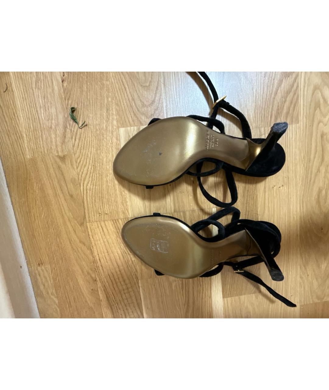 ROBERTO CAVALLI Черные бархатные босоножки, фото 5