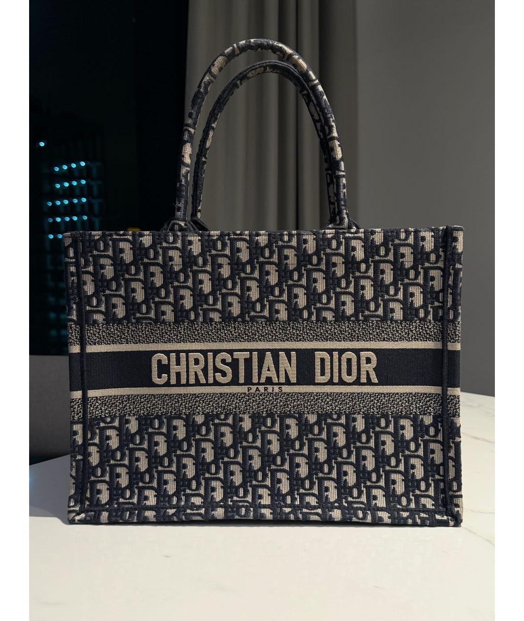CHRISTIAN DIOR Синяя тканевая сумка тоут, фото 5