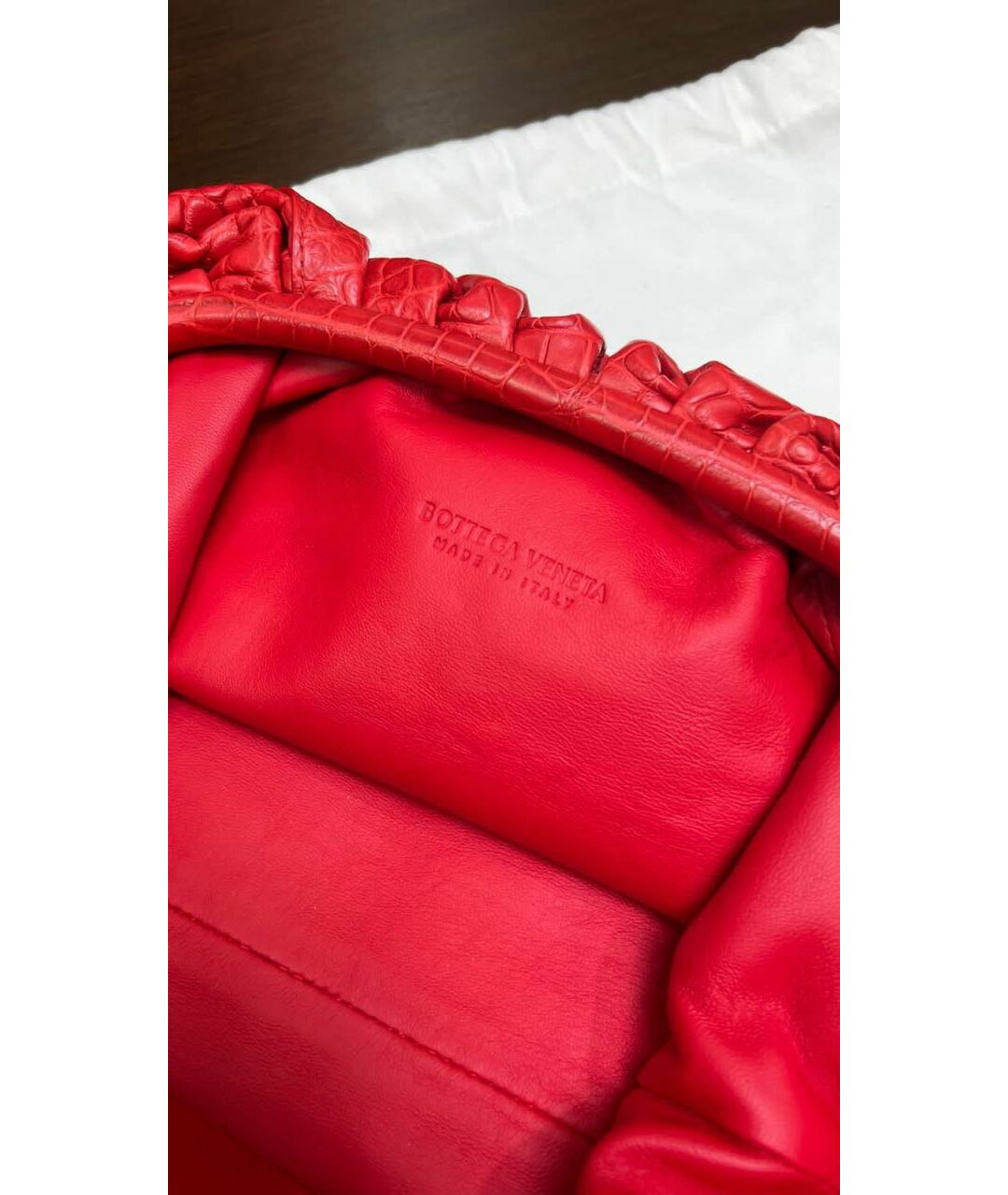 BOTTEGA VENETA Красная сумка тоут из экзотической кожи, фото 4