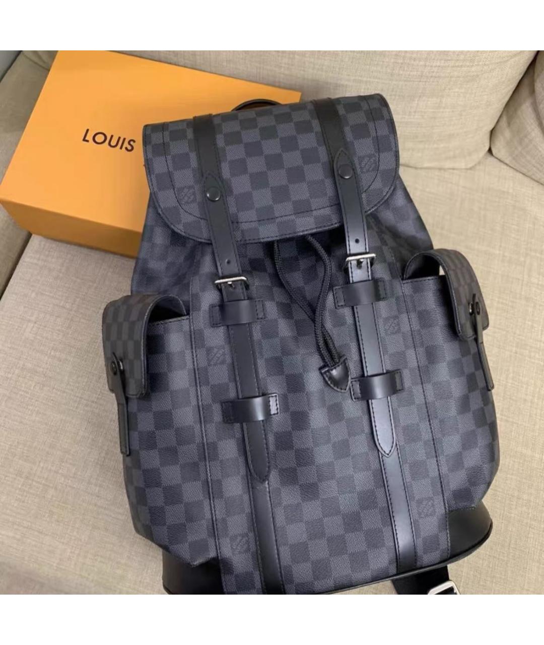 LOUIS VUITTON Черный кожаный рюкзак, фото 4