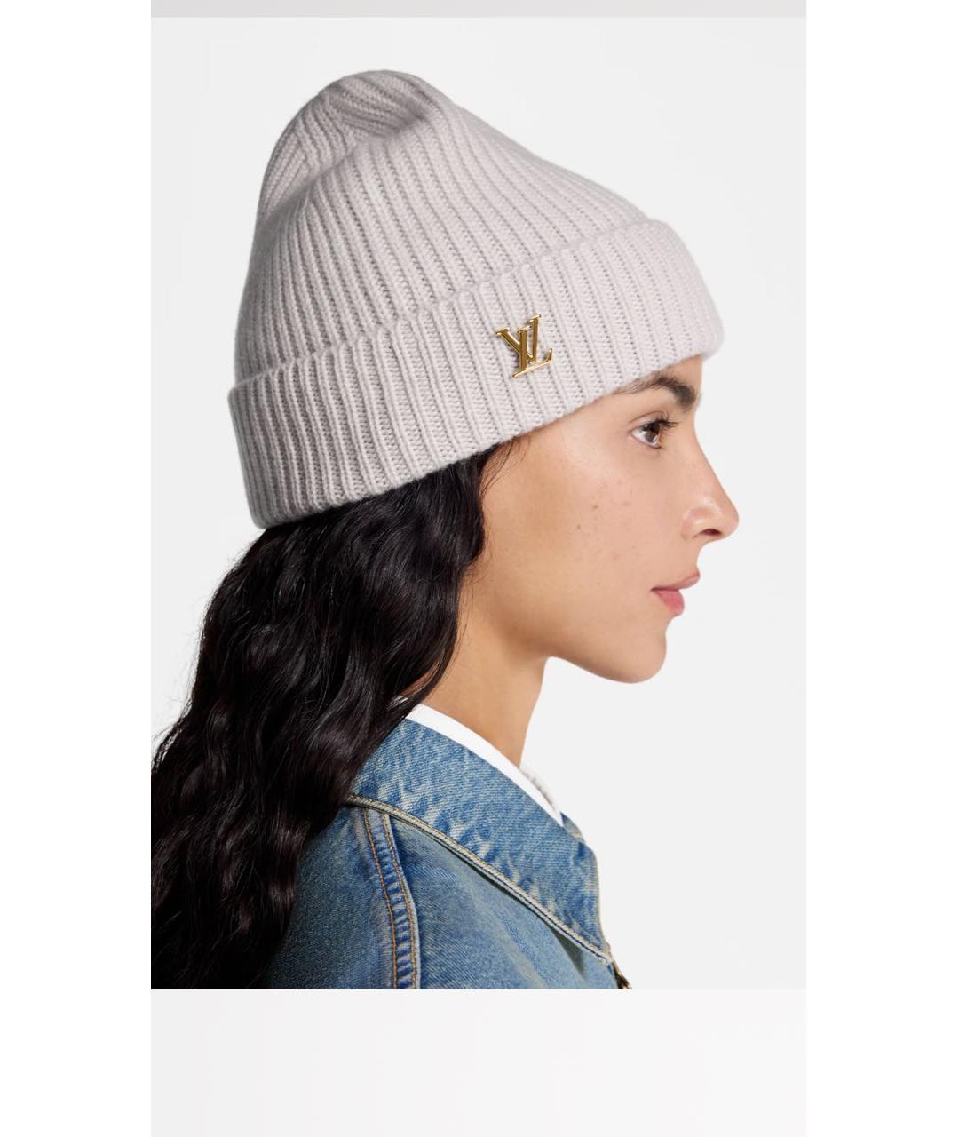 LOUIS VUITTON Серая кашемировая шапка, фото 4