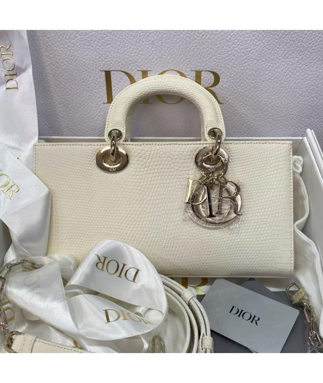 CHRISTIAN DIOR Бежевая кожаная сумка с короткими ручками, фото 2