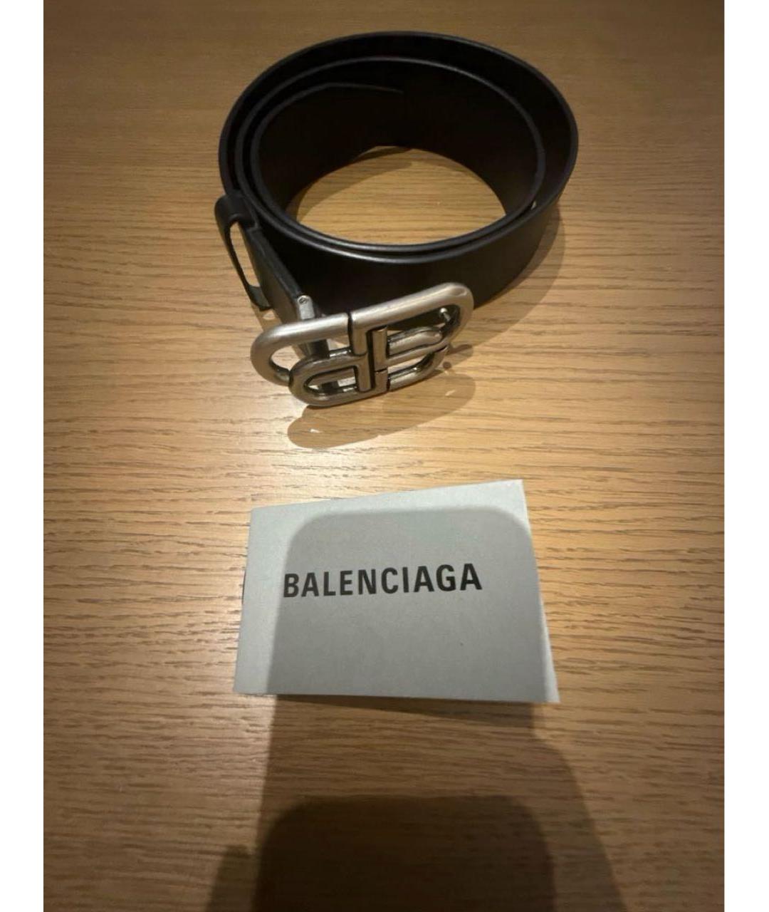 BALENCIAGA Черный кожаный ремень, фото 2