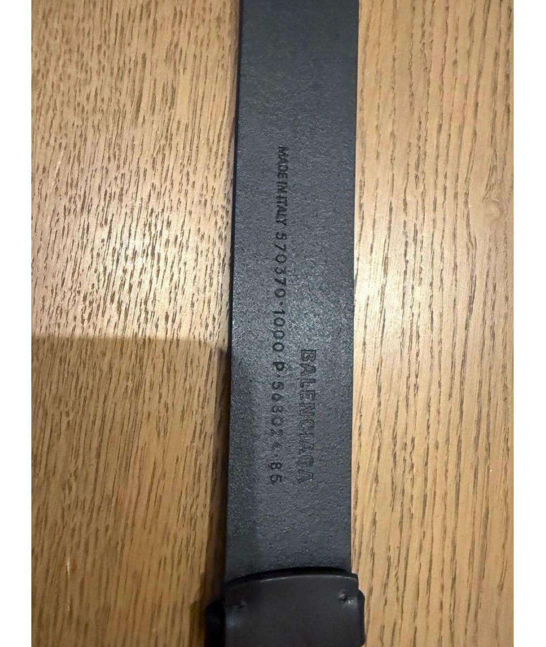 BALENCIAGA Черный кожаный ремень, фото 3