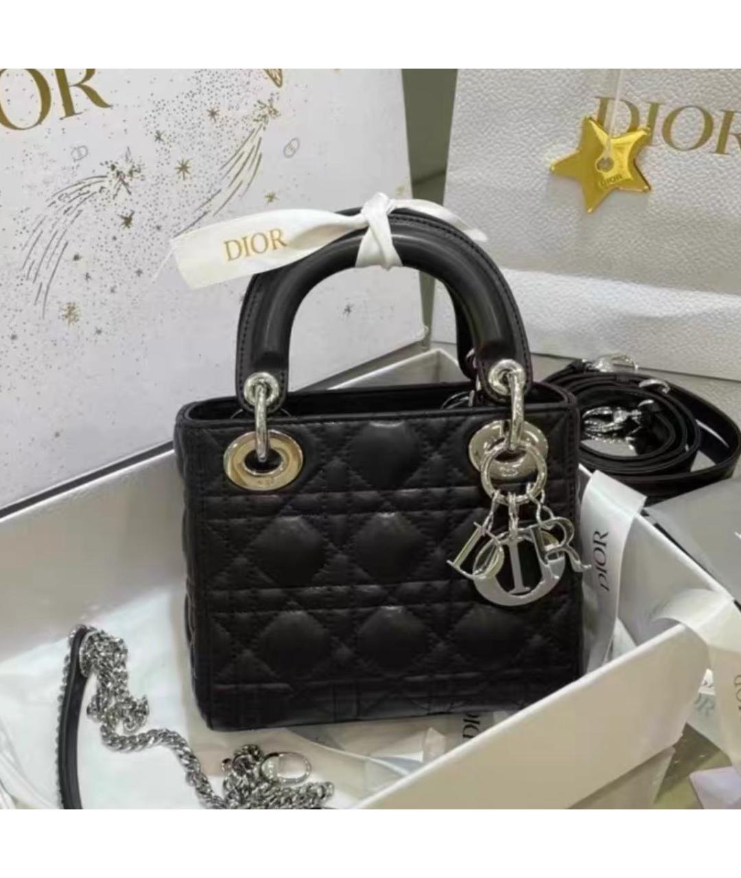 CHRISTIAN DIOR Черная кожаная сумка с короткими ручками, фото 3