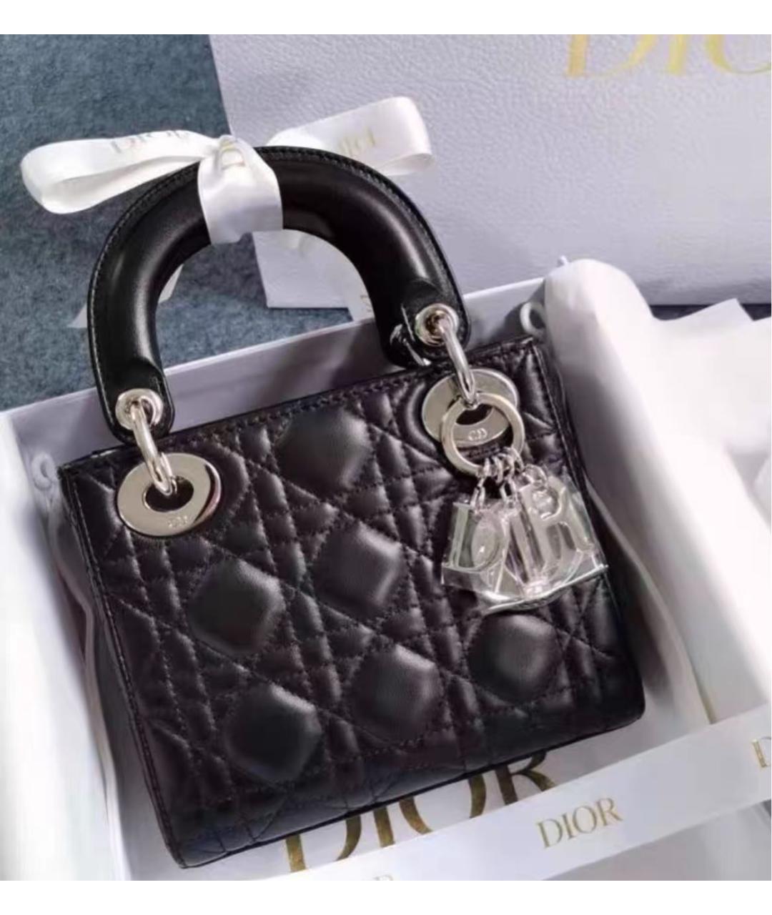 CHRISTIAN DIOR Черная кожаная сумка с короткими ручками, фото 5