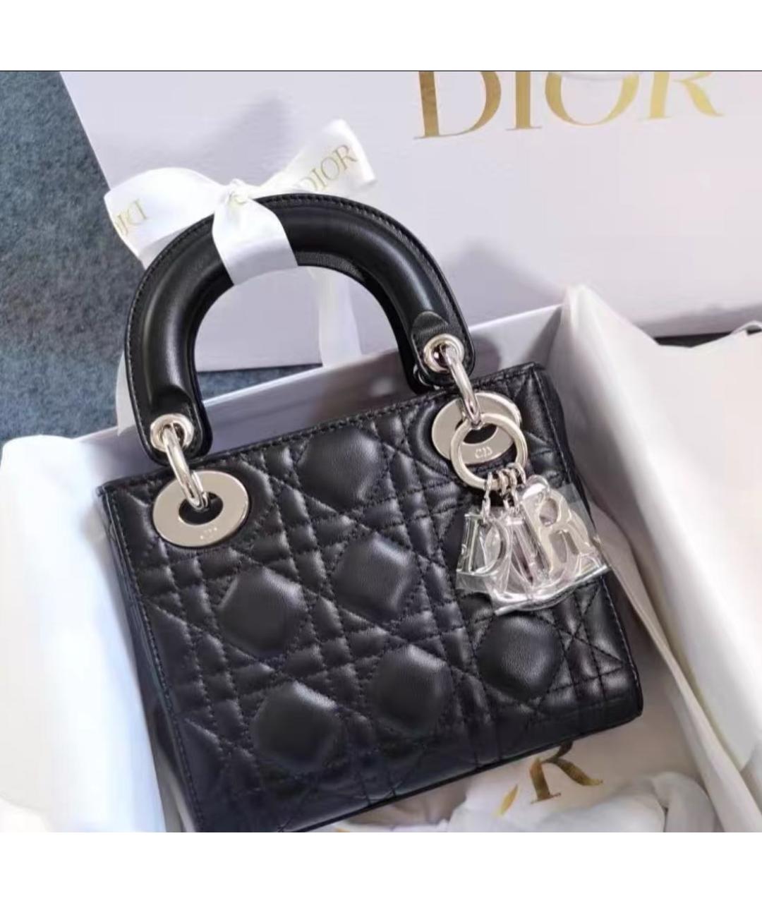 CHRISTIAN DIOR Черная кожаная сумка с короткими ручками, фото 2