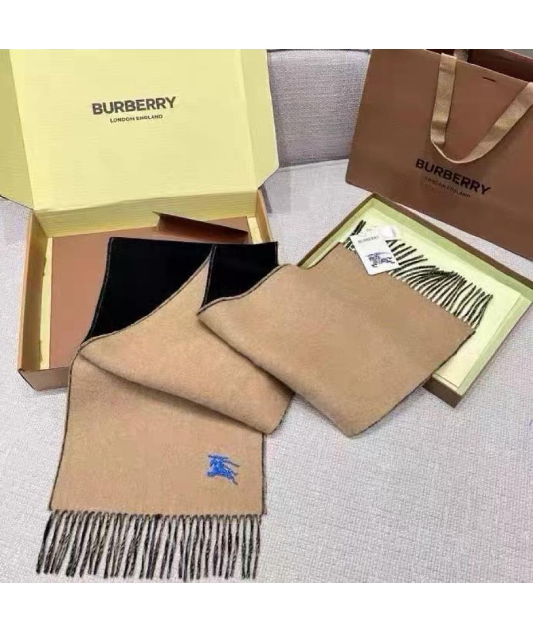BURBERRY Бежевый шерстяной шарф, фото 2