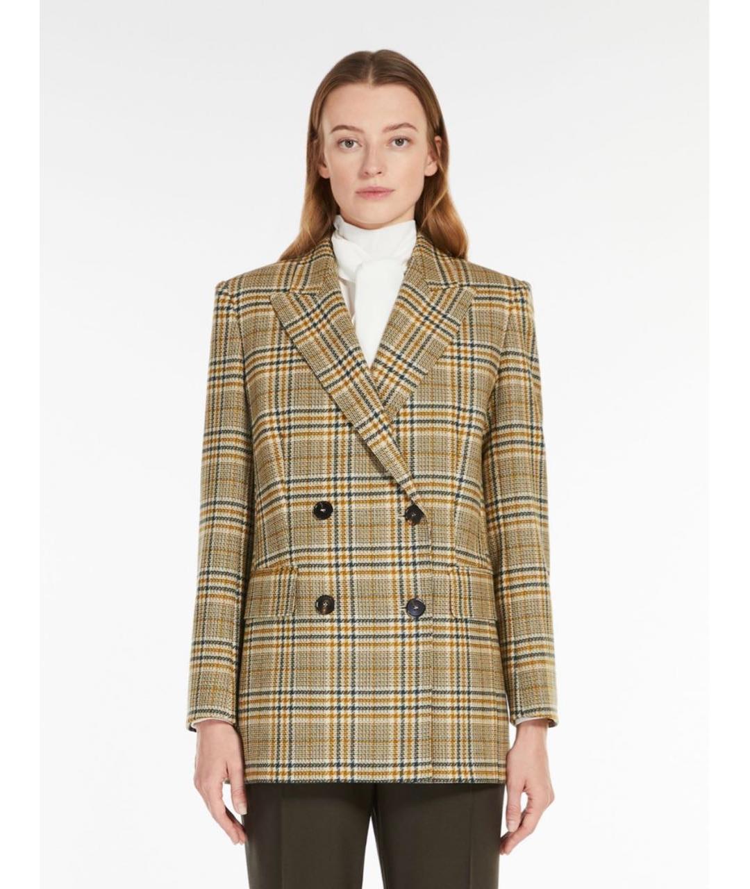 MAX MARA STUDIO Горчичный шерстяной жакет/пиджак, фото 6