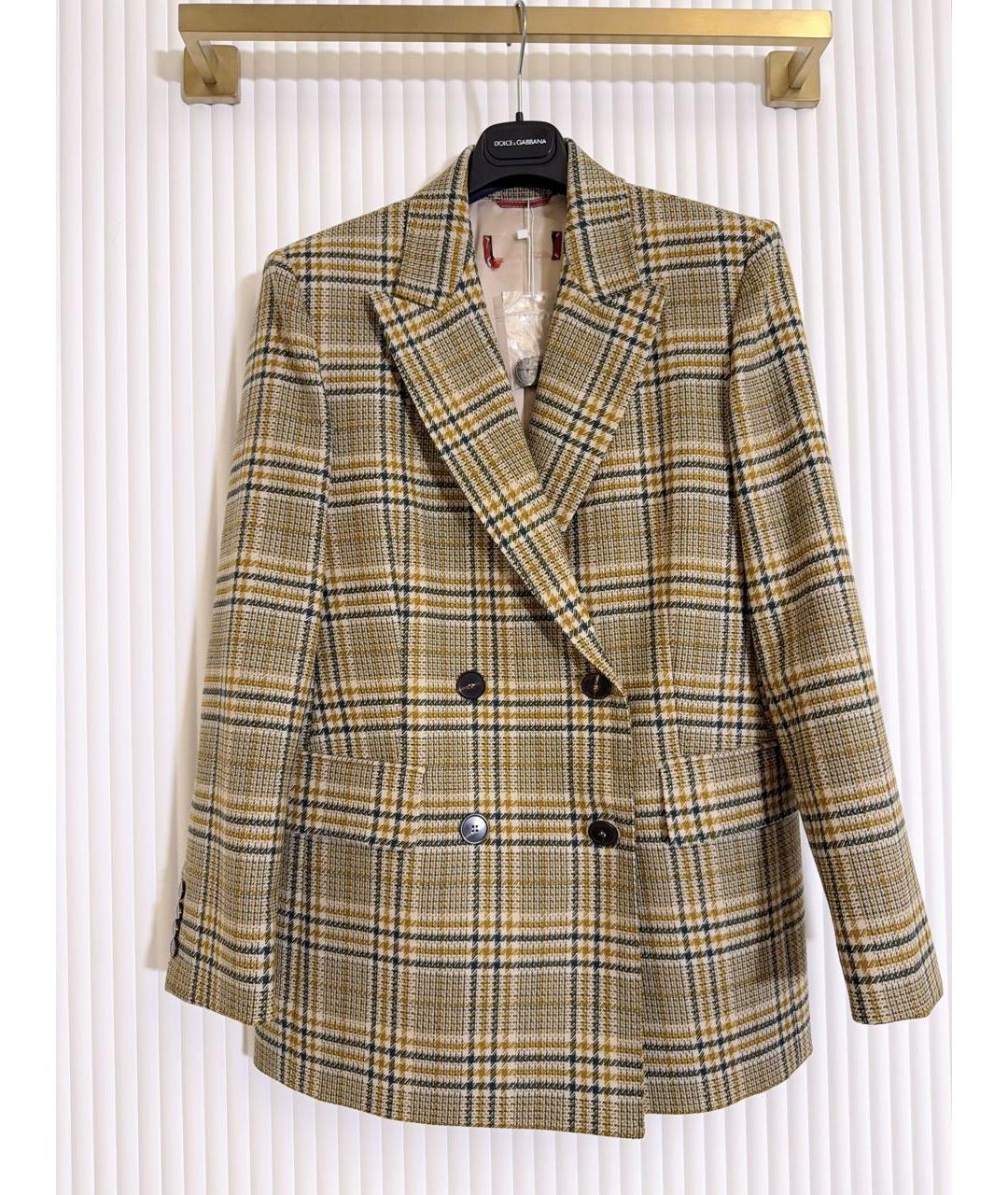MAX MARA STUDIO Горчичный шерстяной жакет/пиджак, фото 9