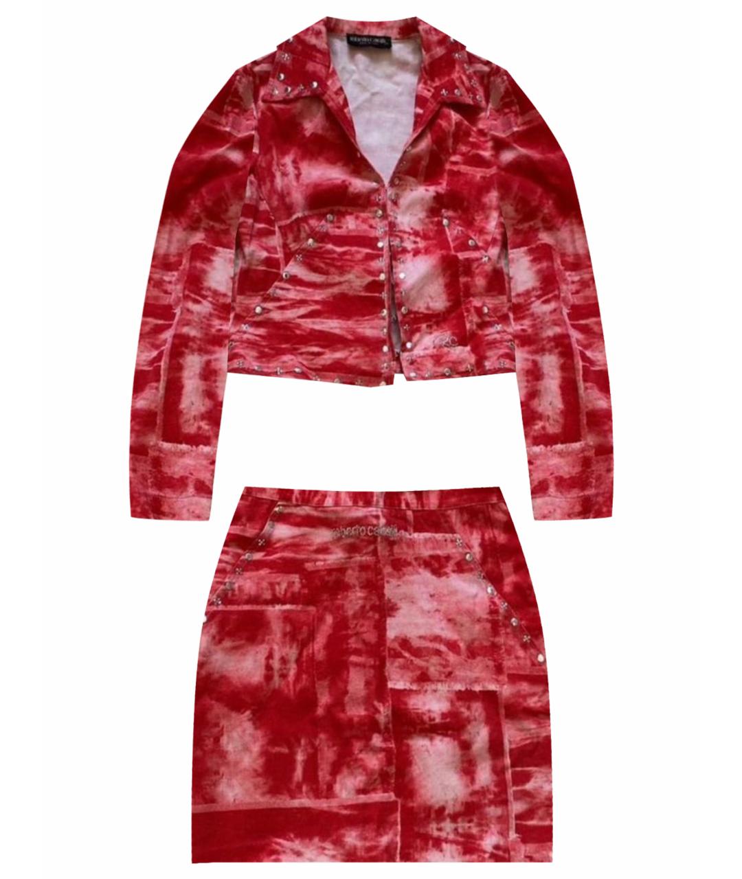 ROBERTO CAVALLI Красный хлопковый костюм с юбками, фото 1