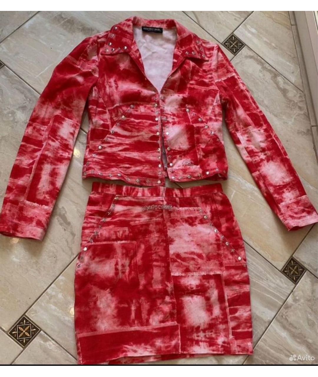 ROBERTO CAVALLI Красный хлопковый костюм с юбками, фото 7