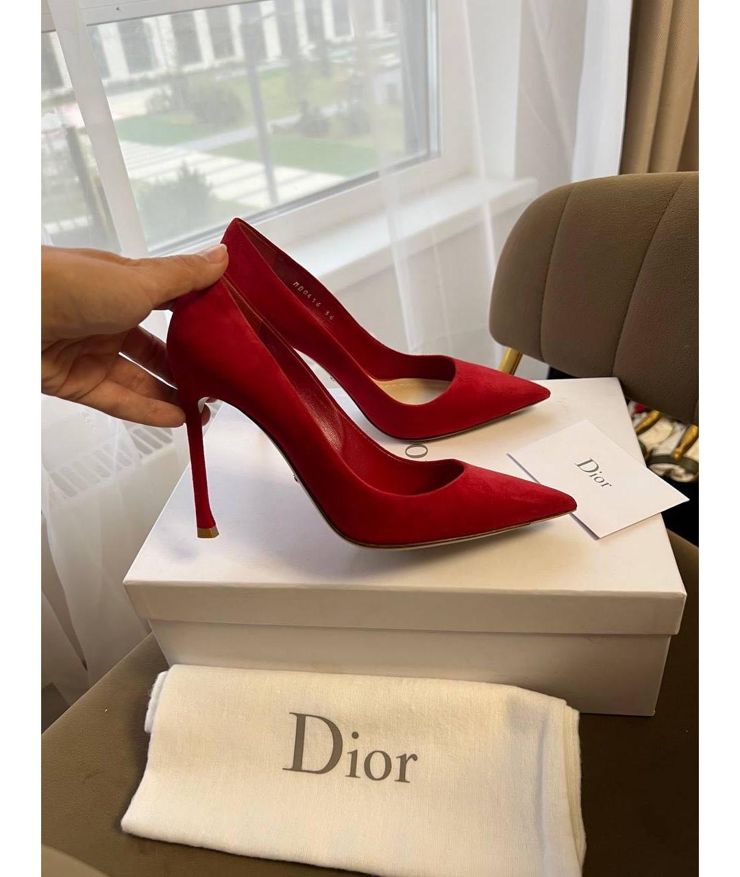 CHRISTIAN DIOR Красные замшевые туфли, фото 4