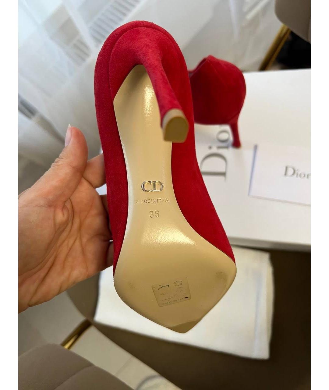 CHRISTIAN DIOR Красные замшевые туфли, фото 5