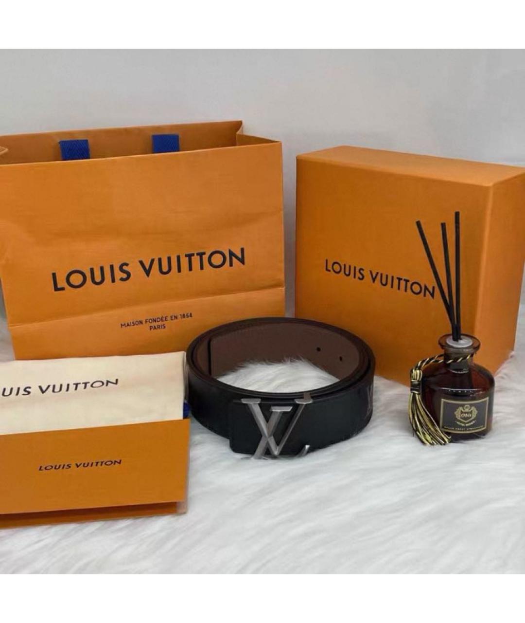 LOUIS VUITTON Черный кожаный ремень, фото 2