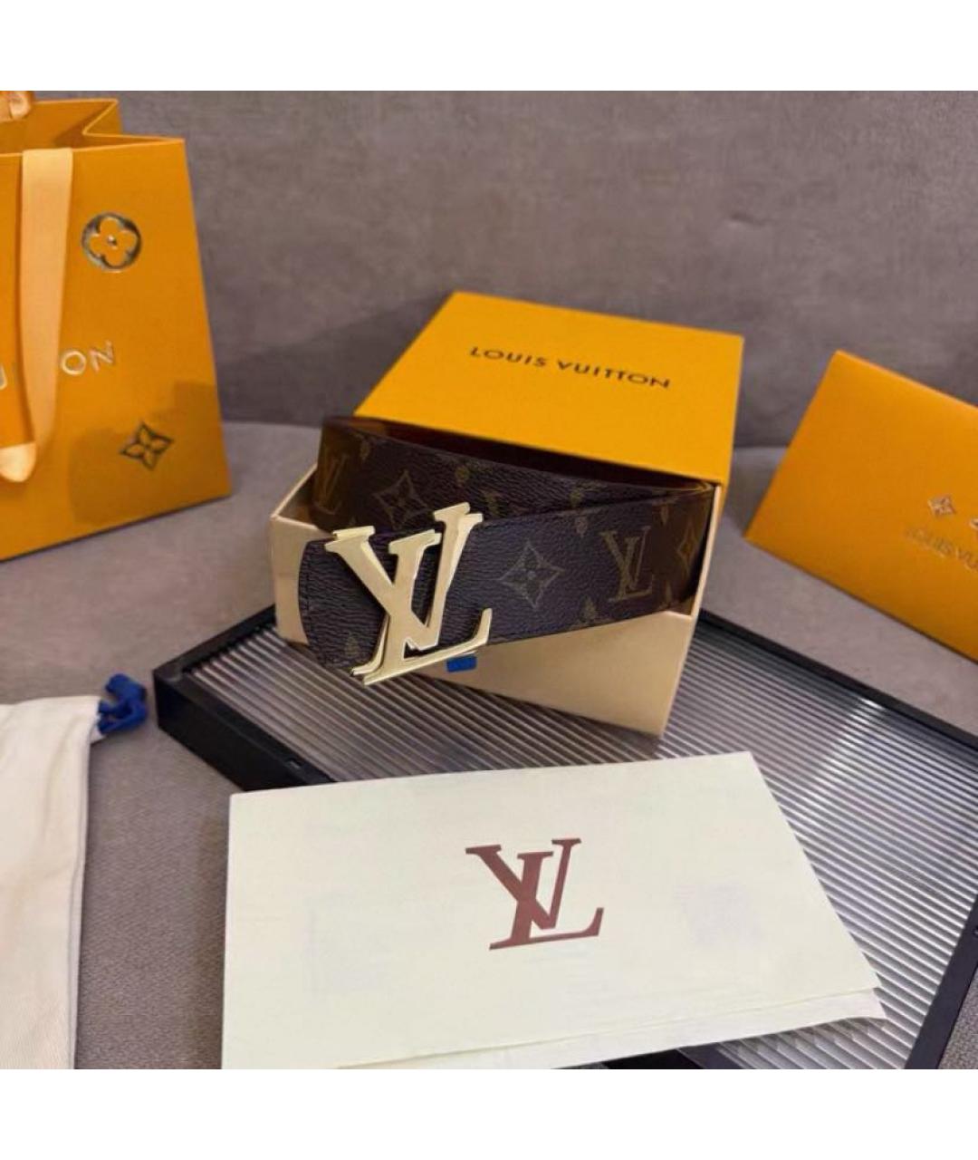 LOUIS VUITTON Коричневый кожаный ремень, фото 2