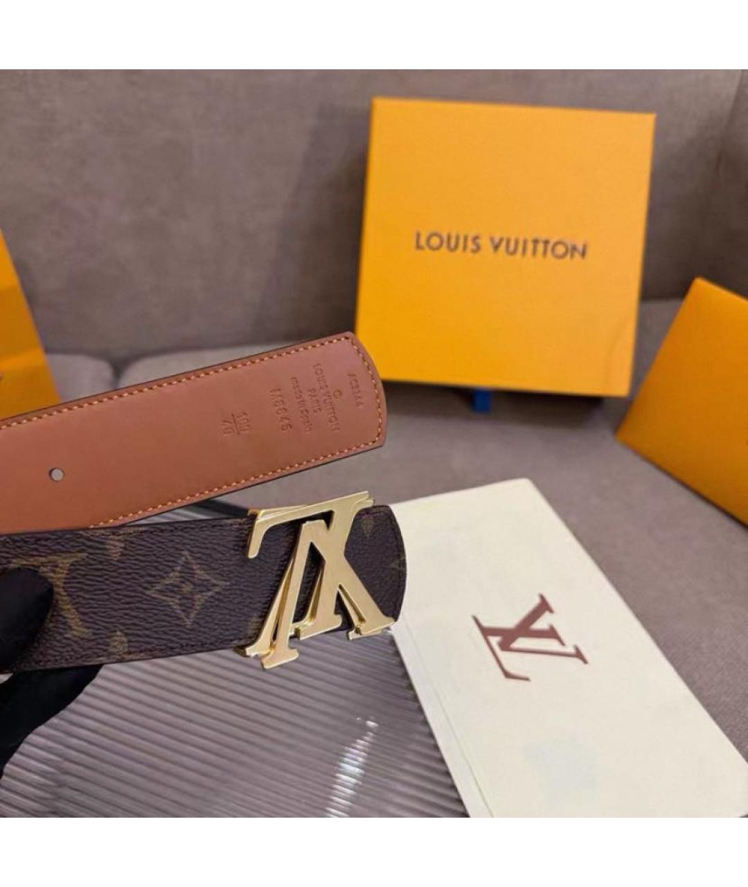 LOUIS VUITTON Коричневый кожаный ремень, фото 4