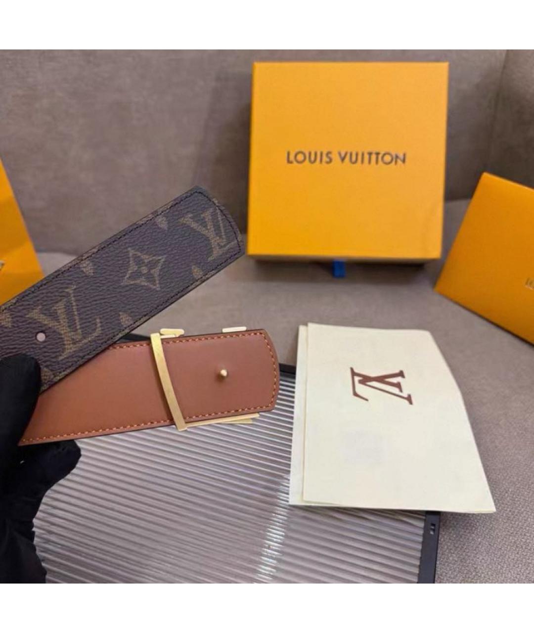 LOUIS VUITTON Коричневый кожаный ремень, фото 3