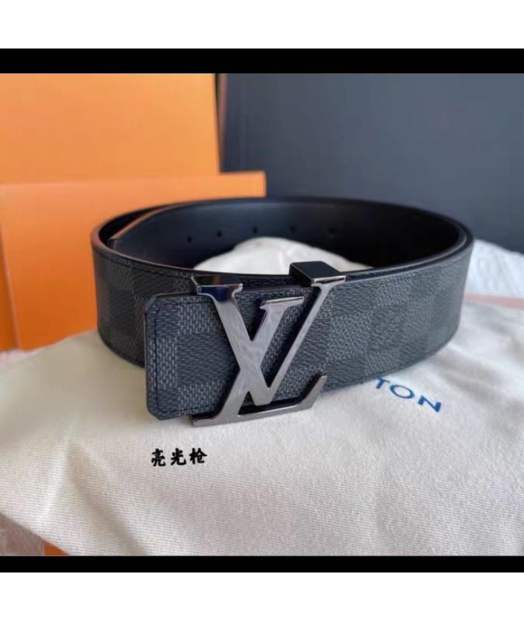 LOUIS VUITTON Черный кожаный ремень, фото 4