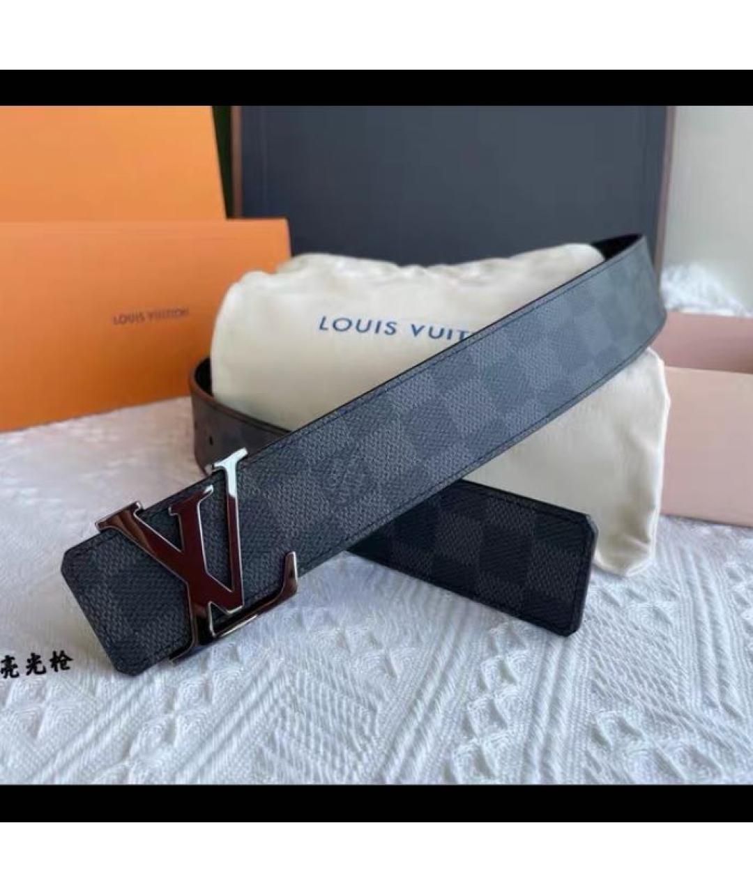 LOUIS VUITTON Черный кожаный ремень, фото 3
