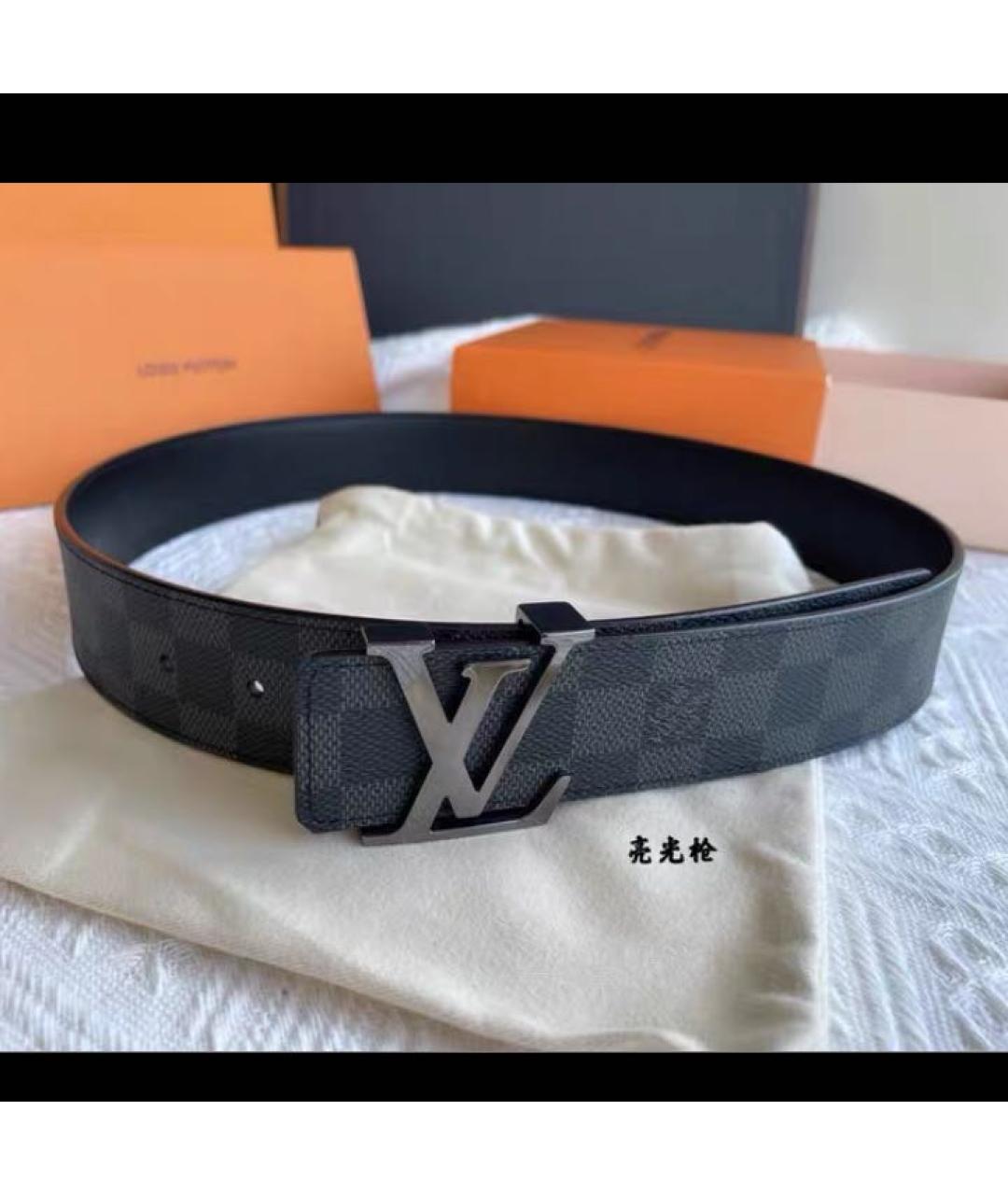 LOUIS VUITTON Черный кожаный ремень, фото 2