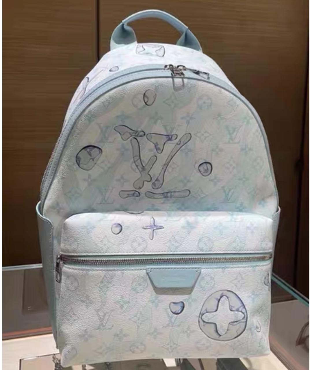 LOUIS VUITTON Голубой кожаный рюкзак, фото 4