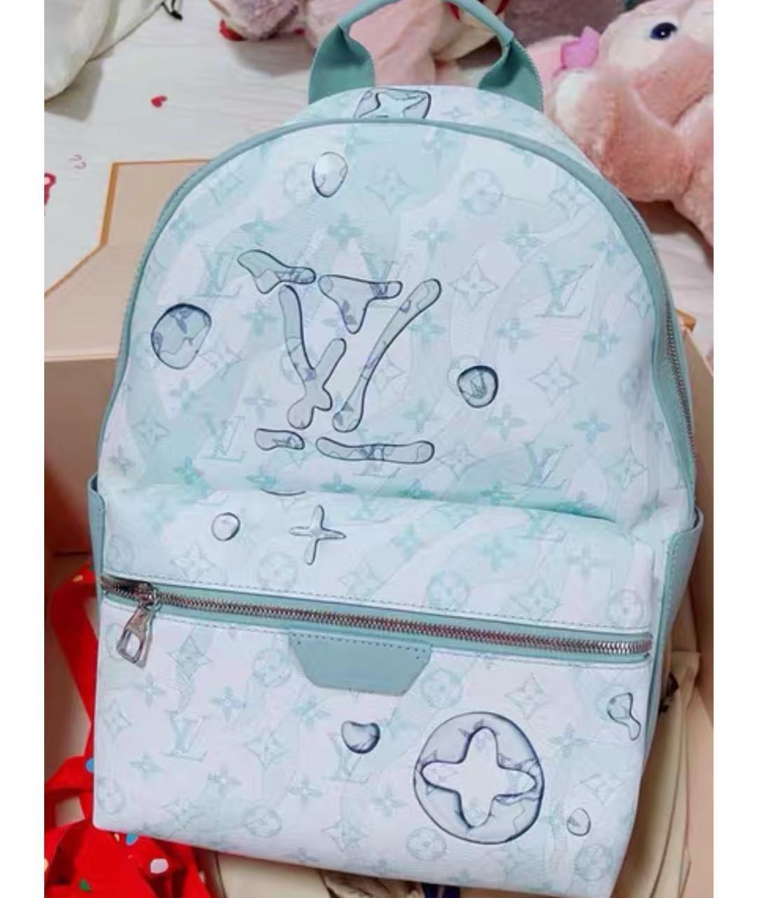 LOUIS VUITTON Голубой кожаный рюкзак, фото 5