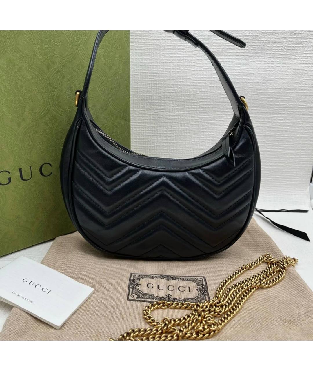 GUCCI Черная кожаная сумка с короткими ручками, фото 3