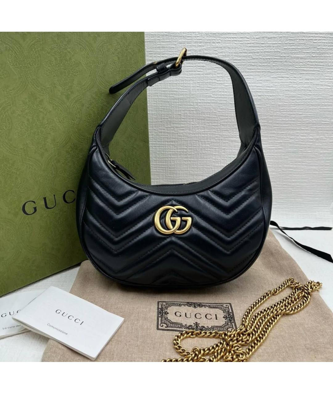 GUCCI Черная кожаная сумка с короткими ручками, фото 4