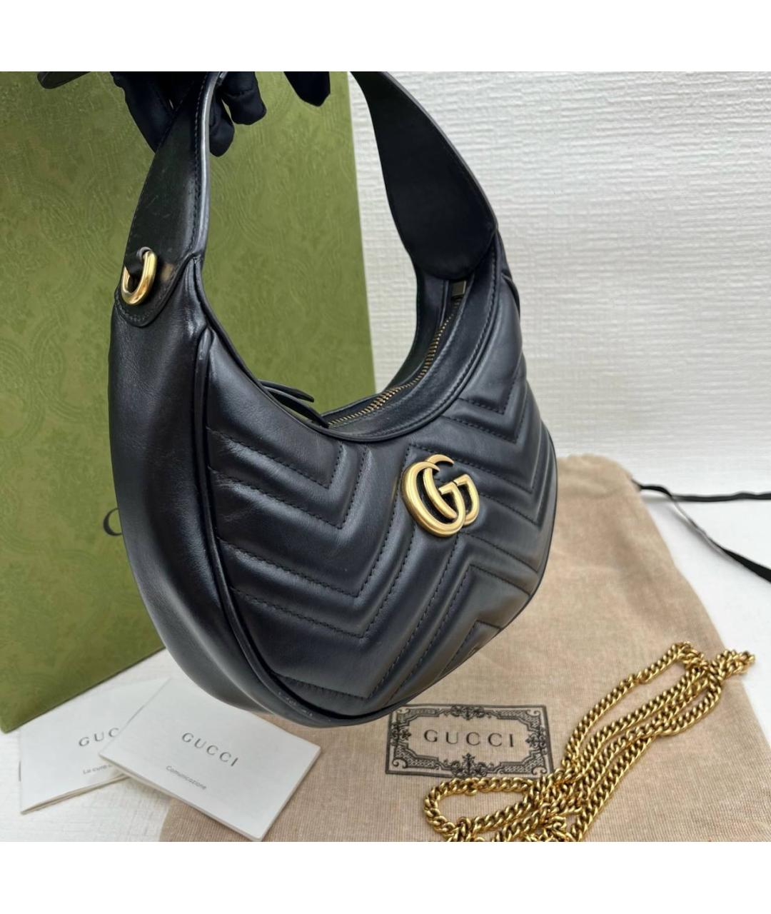 GUCCI Черная кожаная сумка с короткими ручками, фото 2